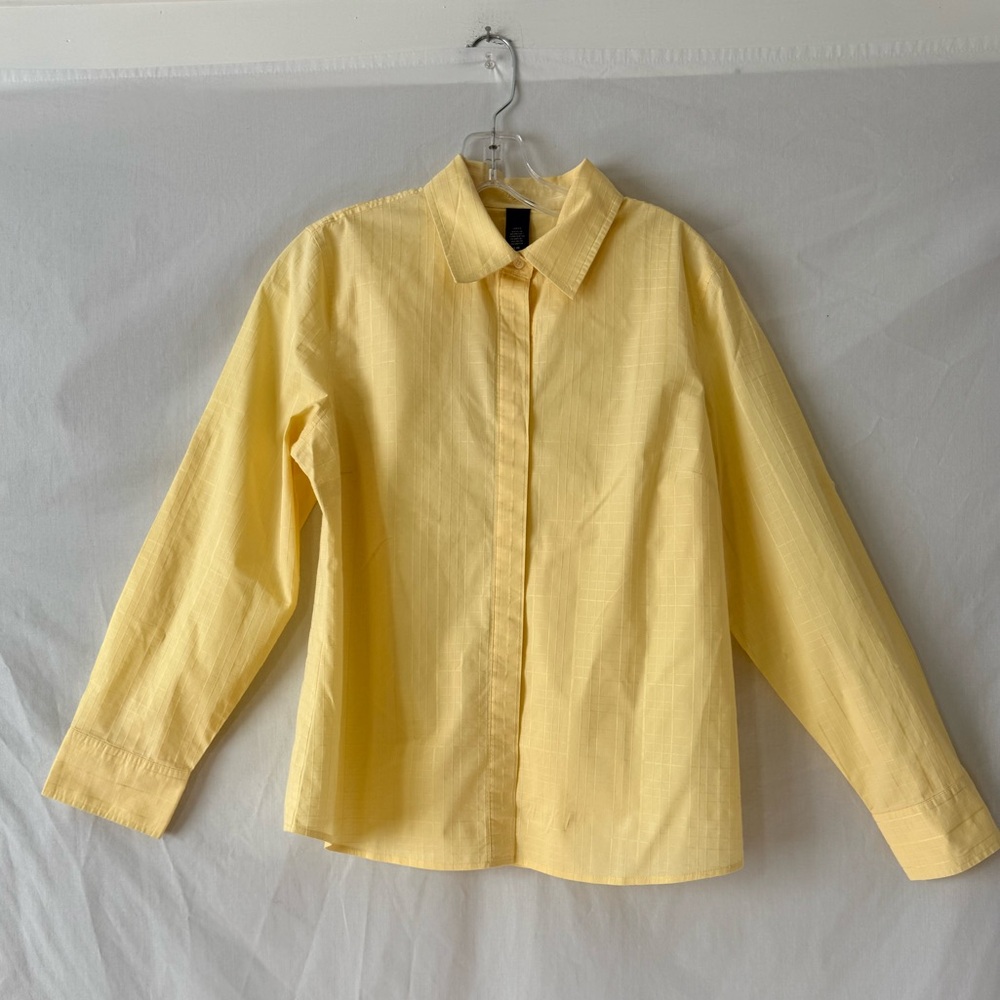 Izod Yellow Women's Button-Front Shirt with rolled tab sleeves